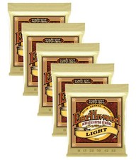 5 PACK Ernie Ball 2004 Earthwood 80/20 Bronze Light Acoustic Guitar Strings 11-