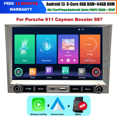 Für Porsche 911 Cayman Boxster 987 Android13 Radio Head Unit GPS MULTIMEDIA NAVI