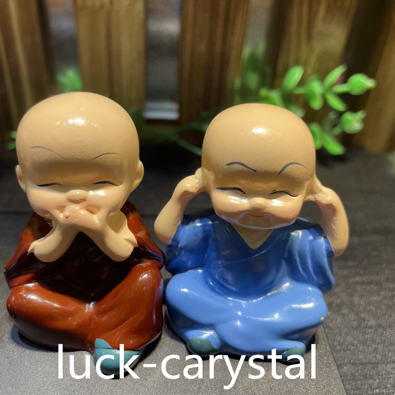 195g Hand Carved Ceramic Monk Decorations Reiki Healing Gift.4PC.B18E