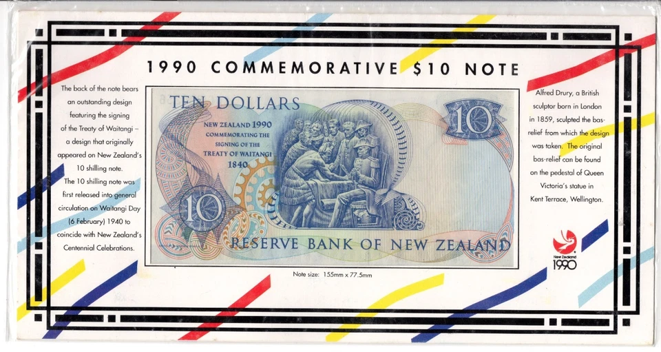 Nueva Zelanda, 10 Dólares 1990 QEII BILLETE SIN CIRCULAR Conmemorativo SERIE BAJA CCC Foto 2 de 2