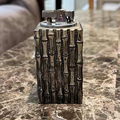 Square Table Lighter Vintage Square 4x2 Bamboo Cigar Cigarette Table Lighter - Japan ...