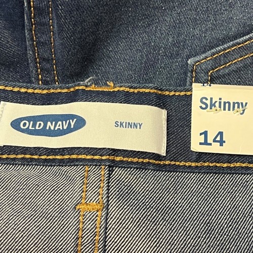 Old Navy Blue Denim Skinny Jeans Medium Wash Girls Size 14 NEW Adjustable Waist - Picture 6 of 12