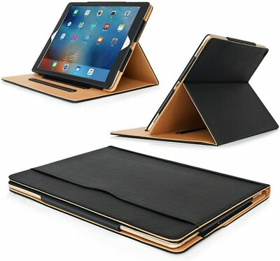 Schwarz Hellbraun Leder Tasche für Apple iPad Pro 12,9 Zoll 1 2 5 6. Generation 2015 22
