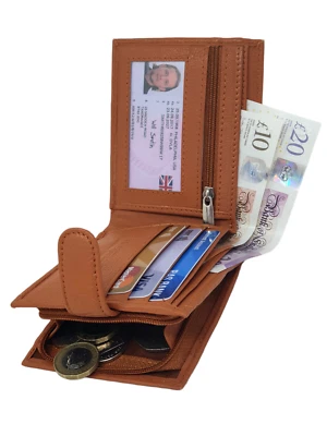 Man RFID Blocking Wallet Soft Real Leather Zip Around Purse Credit Cardholder 42