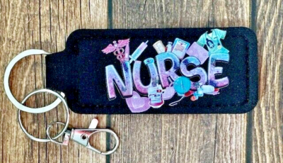 Lip Balm Holder Keychain Black Nurse Life RN LPN Travel Party
