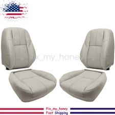 Driver Passenger Leather Seat Cover Bottom &Top Gray For 07-14 Silverado 1500 US