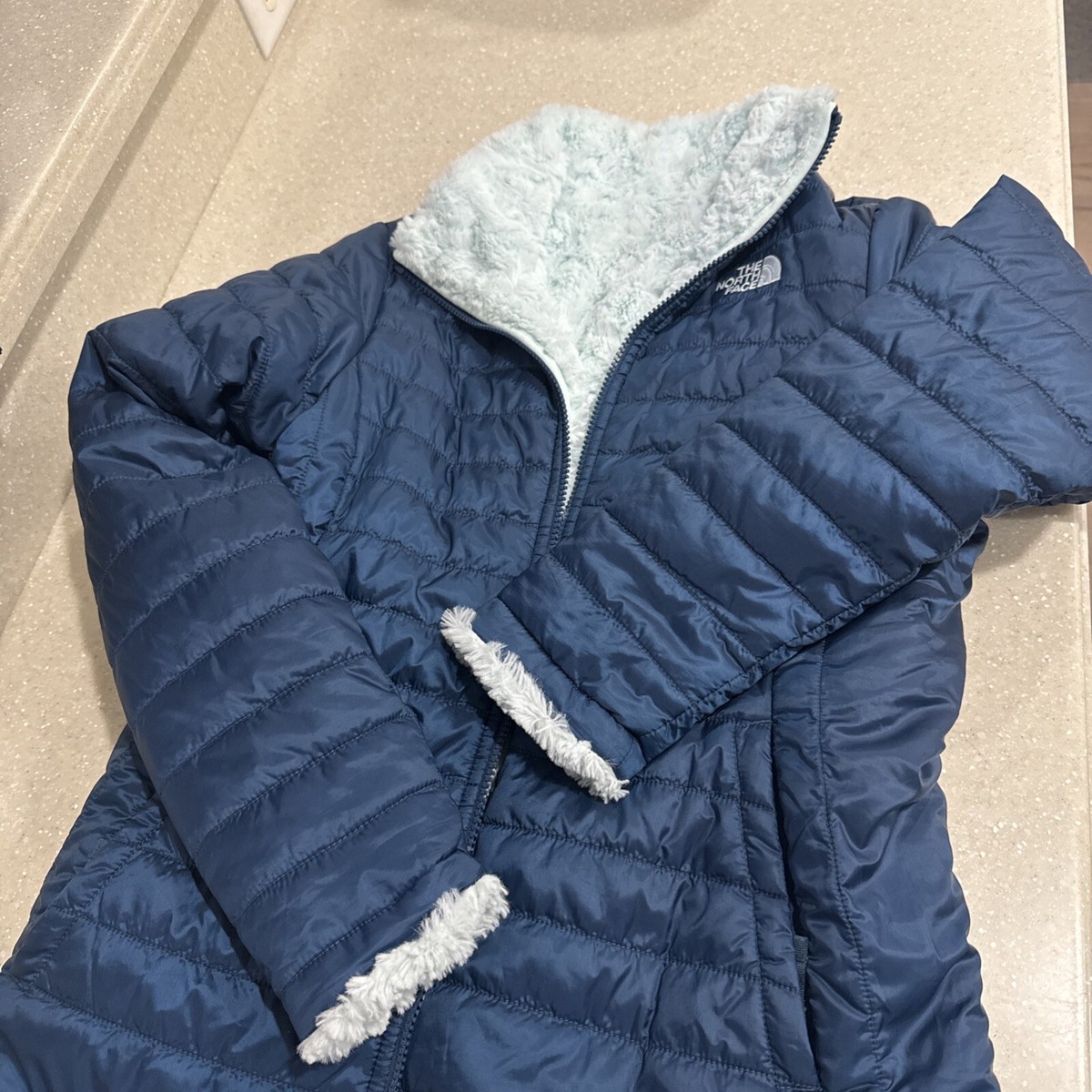 The North Face Jacket Womens Small Blue Reversible Puffer Fleece