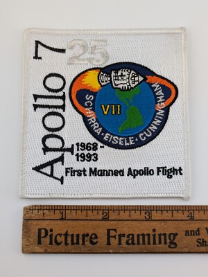 APOLLO 7  25TH 1968-1993 FIRST MANNED APOLLO COMMEM FLIGHT CLOTH BACK PATCH 4''