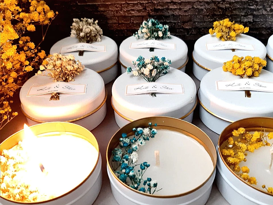 Velas perfumadas de flores secas para boda novia baby shower Foto 4 de 4