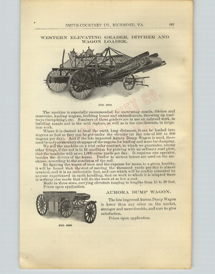 1905 PAPER AD Western Elevating Grader Ditcher Wagon Loader Canal Building