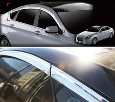 Chrome Window Sun Visor Vent Guard Wind Rain 6p for 15 19 Genesis G80 & Sports