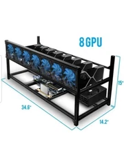 Kingwin KC-8GPU Open Air Case Stackable Black Aluminum Mining Rig Case