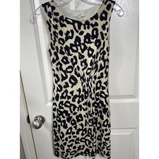 LOFT Animal Print Sleeveless Career Casual Dress Twist Front XS Petite Mob Wife