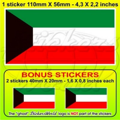 KUWAIT Kuwaiti Flagge, 110mm Vinyl Aufkleber x1+2 BONUS