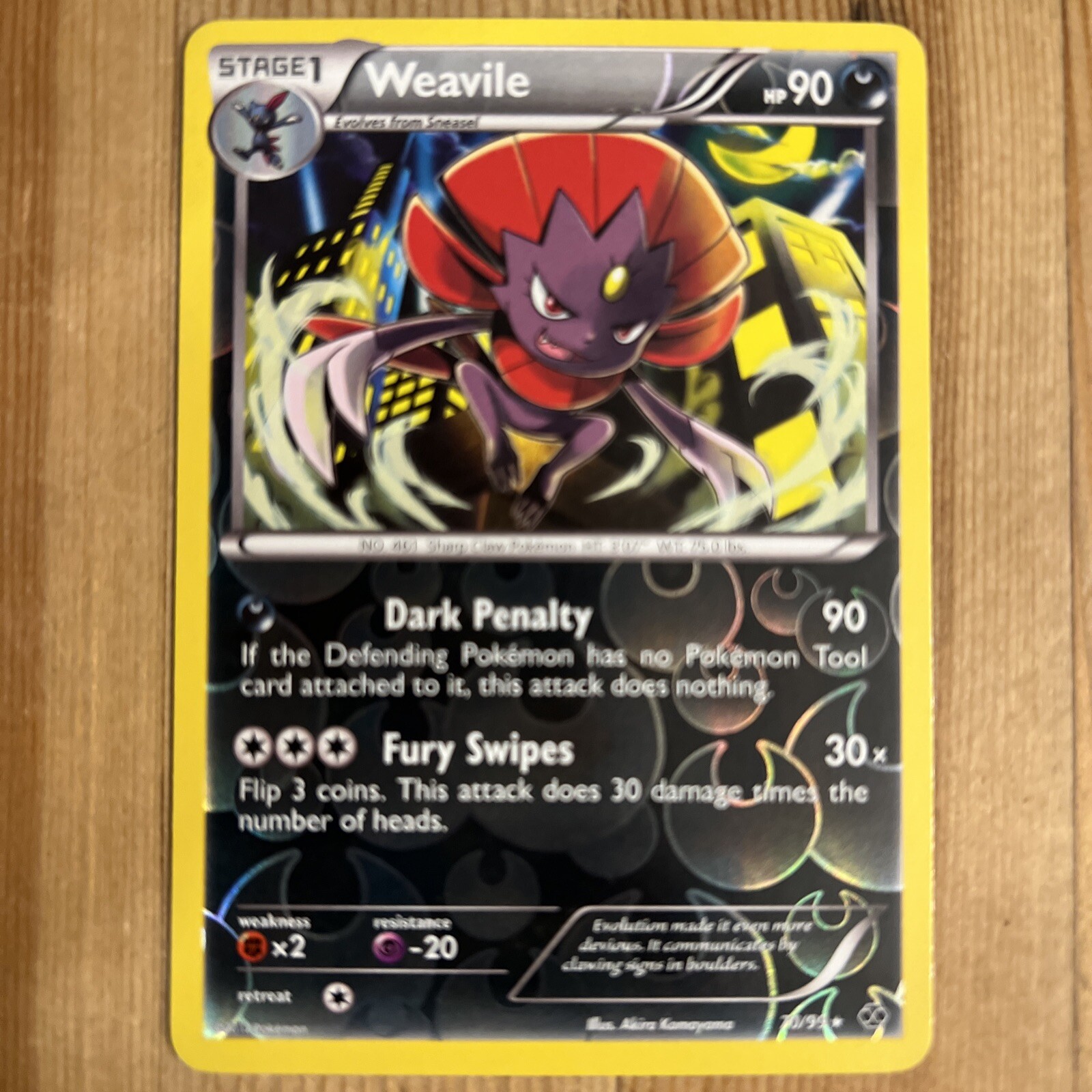 Pokemon TCG Weavile 70/99 Reverse Holo Rare BW Next Destinies NM/LP
