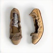 THE BRIDGE BALLERINE IN VERA PELLE FIORE E SCAMOSCIATA BEIGE