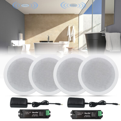Herdio 2Pairs 5.25'' 600W Bluetooth Ceiling Speakers In-Wall Flush Mount for Home