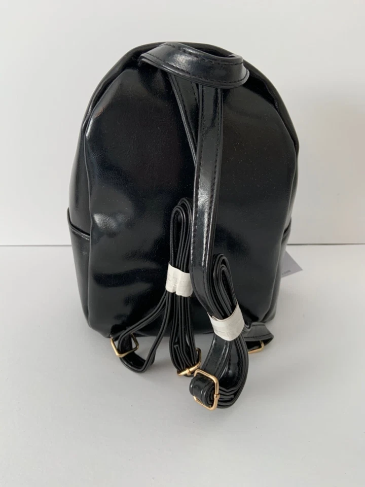 Kensie Cartera Mochila Negra Pequeña Cuero Vegano Bolso de Mano NUEVO $78 Foto 3 de 4
