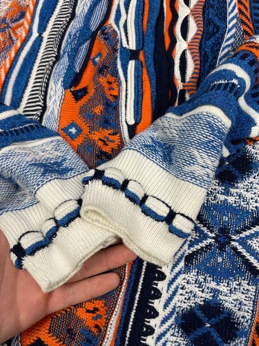 Carlo Colucci Jacquard Sweater Multicolor 3D Knit Coogi Style Hip Hop Biggie 5XL - Picture 9 of 9