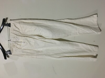 Just Living Size S Cream Linen Tie Waist Pant Women Stylish Modern