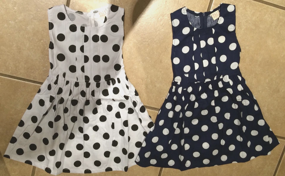 NWT Girls White/Black Navy/White Dot Summer Spring Party Like Mom Dress SZ 2-7 - Image 2 of 2