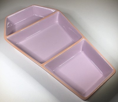 Ashland Halloween Pink CERAMIC COFFIN PLATTER Party Entertaining Fall Decor