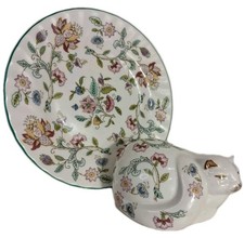 Minton Hadden Hall Floral Chintz Cat Figure & Saucer Vintage English Rare 