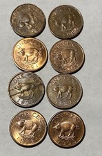 8Pcs.BERMUDA MIXED ONE CENTS COINS, 1976, 1986, 2002, 1991,1987, 1977,1995,1996