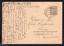 POLAND 1934 Postal Card to Bielsko; Zwardoń-Sucha RPO/TPO Train Cancel