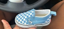 VANS Slip-On Blue Checkerboard Canvas Baby Shoes, Low Top, Comfort