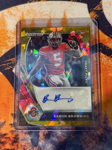 Baron Browning RC 2021 Prizm Draft Picks AUTO Gold Ice Rookie Card (Ohio State)