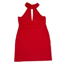 Bebe Y2k Bandage Bodycon Mini Dress Halter Keyhole High Risk Red Medium Stretch