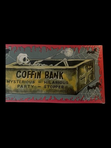VINTAGE JAPANESE TIN WIND UP COFFIN BANK, NOVELTY TIN TOY , HALLOWEEN DECORATION - 第 12/12 張圖片