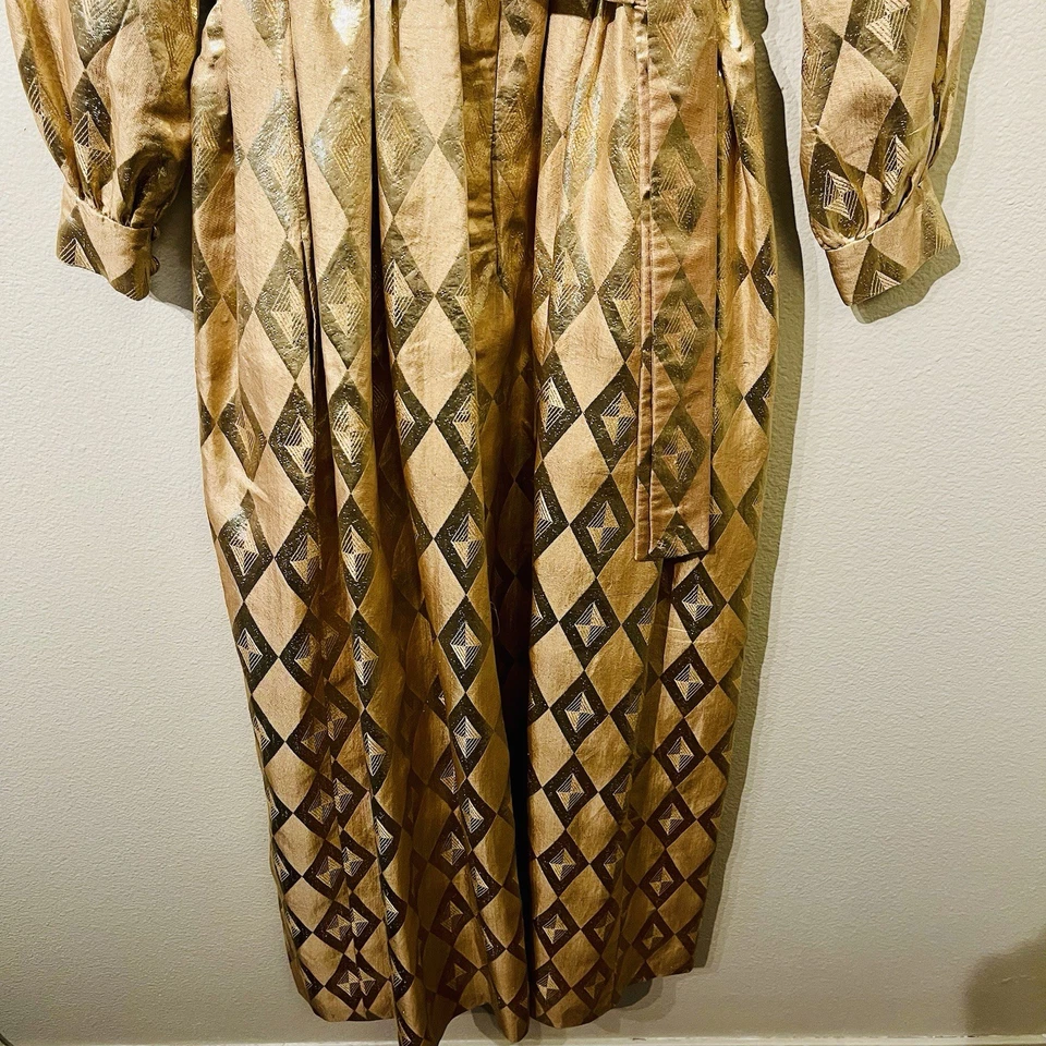 VTG Donald Brooks Dayton’s Oval Room Metallic Gold Diamond Gown Dress Sz 10 READ - Image 4 of 4