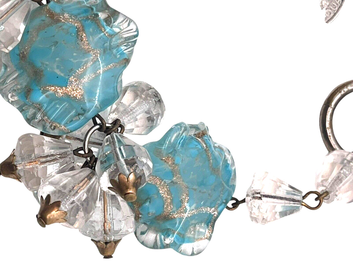 Spectacular Chunky Murano Glass Bracelet with Glass Clear Cone Dangles, Earrings View 2