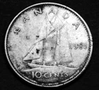 1965 10¢ silver coin that shows details