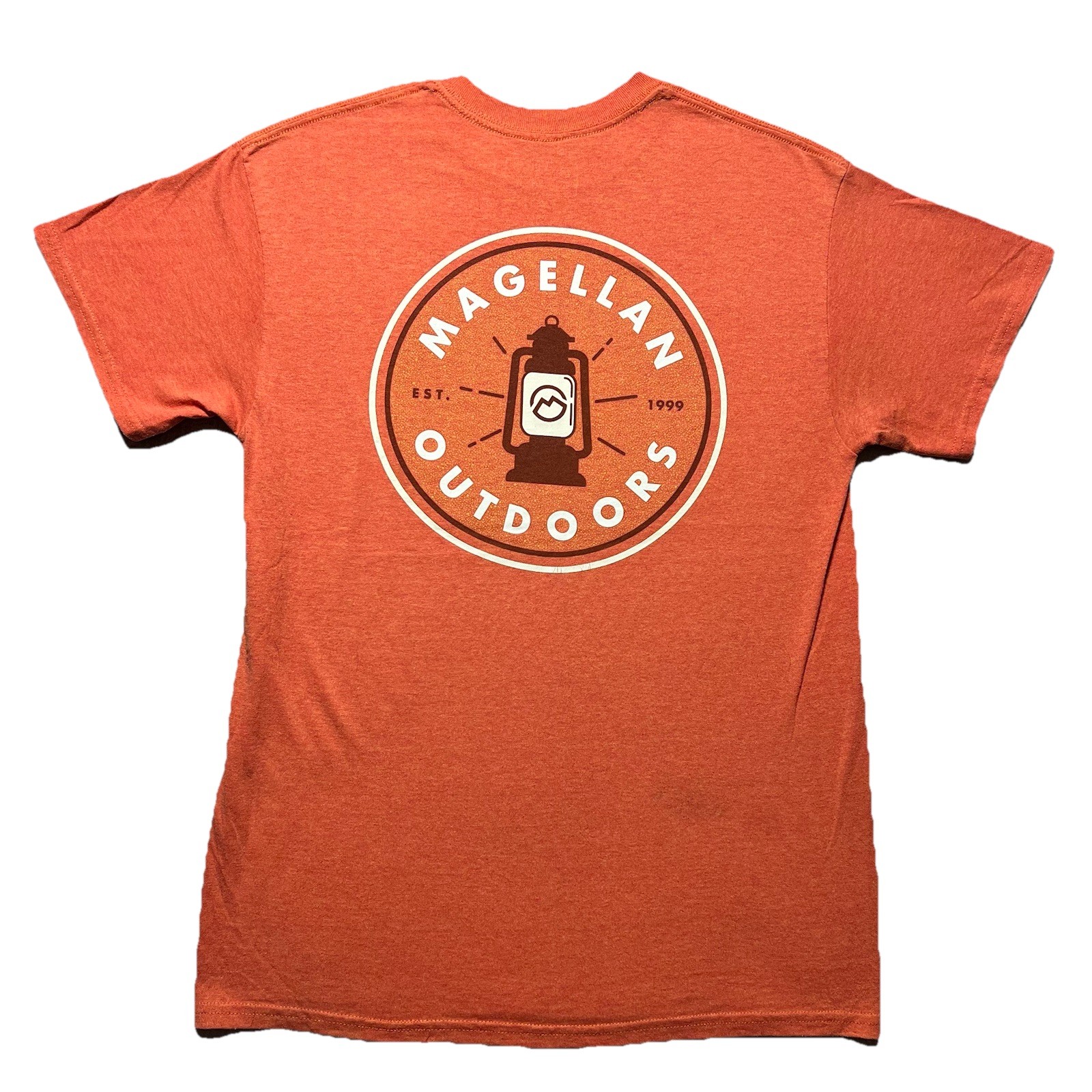 Magellan T Shirt Mens M Orange Lantern Logo Outdoor Hiking Casual Tee