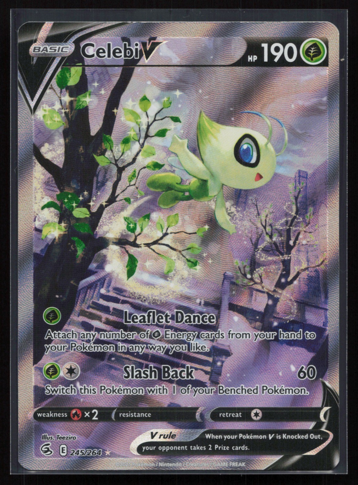 Celebi V (Alternate Full Art) 245/264 SWSH08: Fusion Strike Pokemon TCG Card