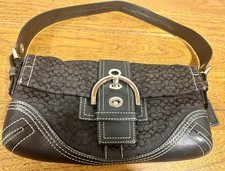 Vintage Y2k Coach Soho Black Jacquard Demi Baguette Flap Shoulder Bag 3628