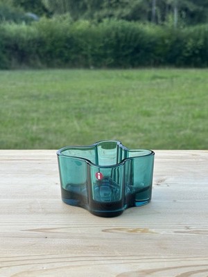 Iittala Alvar Aalto Teelichthalter, sea blue, Glas  (kleine Schale)