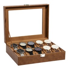 10 Slots Watch Box PU Leather Watch Case Jewelry Storage Display Case Gift US