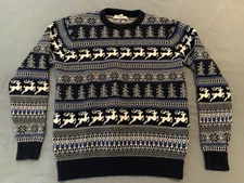 Aspen Nordic Sweater Women's Large Reindeer Snowflake Pullover Knit Soft