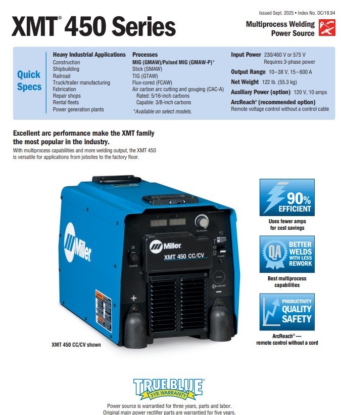 Miller XMT 450 CC/CV Multiprocess Welder (907481) | eBay