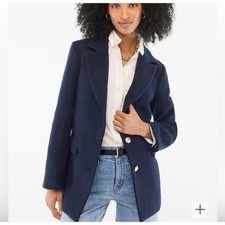 NWOT J.Crew Parke Blazer Navy Blue Wool Blend Gold Button Jacket Womens 8