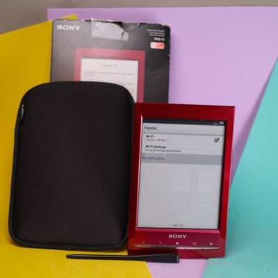 Sony PRS-T1 burgunderrot/rot digitaler eReader Touchscreen mit Stylus Pen, verpackt sehr guter Zustand