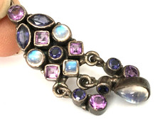 Vtg Necklace Pendant MARKED NB Nicky Butler 925 STERLING SILVER Amethyst lot y