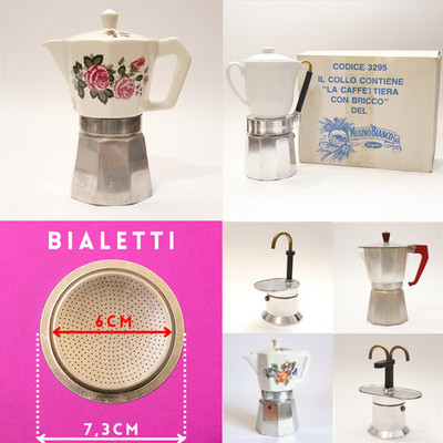 Italian Coffee Maker Filter 9 Cups Moka Bialetti OMG Mill White Mini