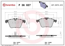 Disc Brake Pad Set-Premium Low-Met OE Equivalent Pad Brembo P36027