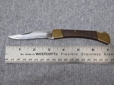 Vintage G-96 No. 992 Lockback Folding Pocket Knife Wood Brass Made