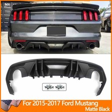 For 2015-2017 Ford Mustang Rear Bumper Diffuser Dual Quad Exhaust Matte Black